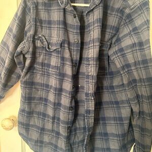 Mossimo Supply Co. Blue and Gray Plaid Casual Button Down Shirt